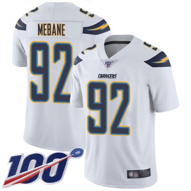 Los Angeles Chargers NFL Football Brandon Mebane White Jersey Men Limited #92 Road 100th Season Vapor Untouchable->los angeles chargers->NFL Jersey